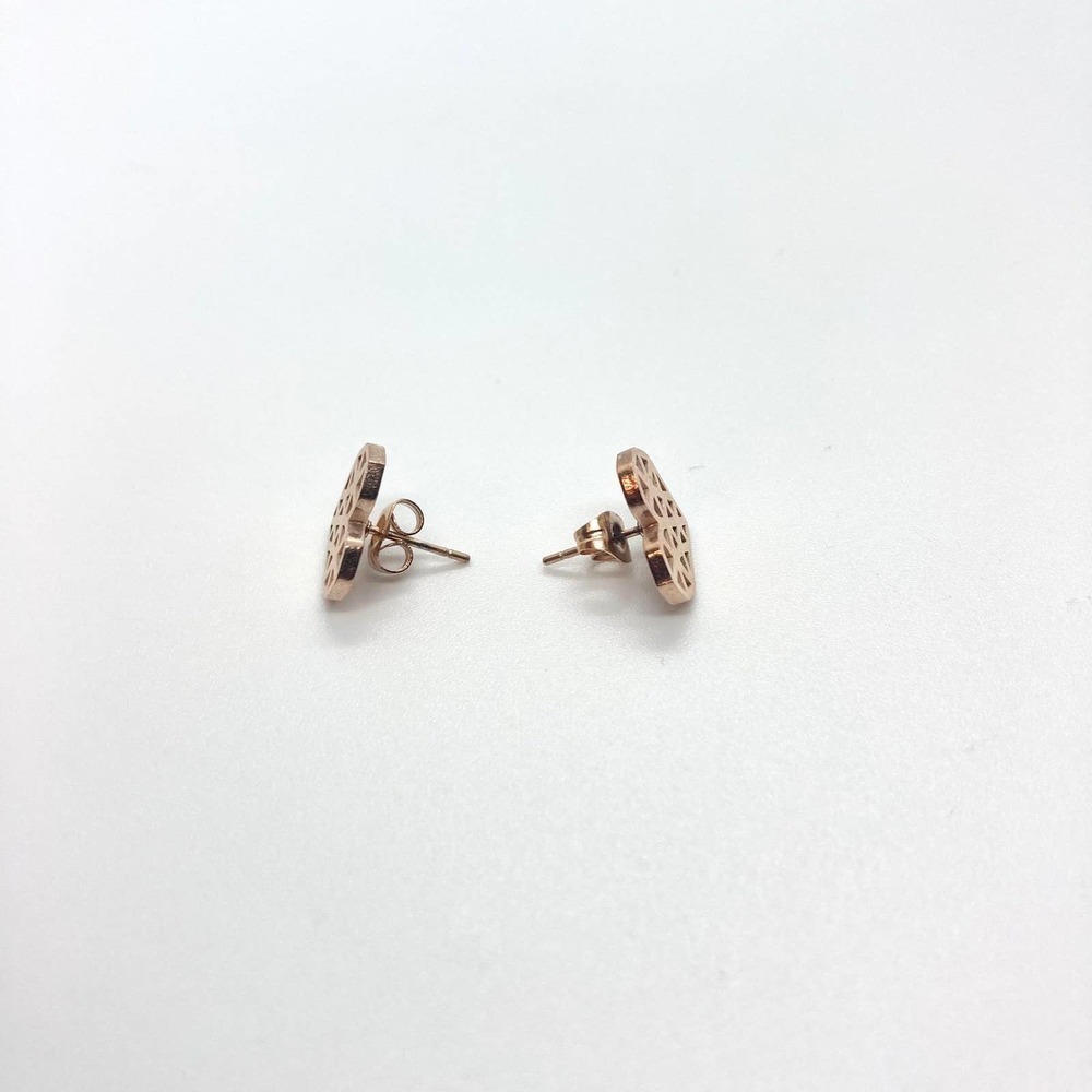 ROSE Gold Geometric Heart Earring Pair - Picture 4 of 8